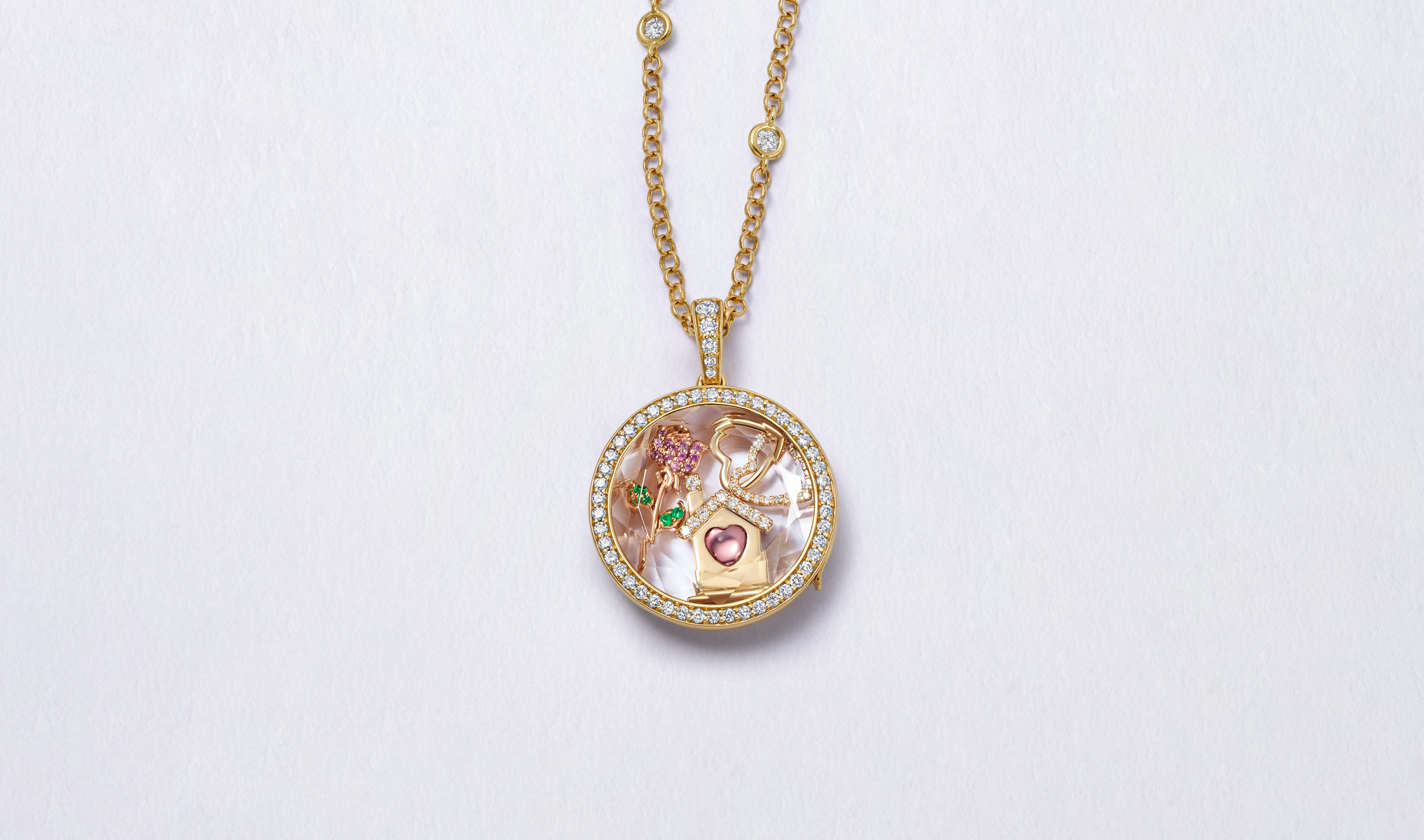 Taş Detaylı Yuvarlak Kolye Başlığı