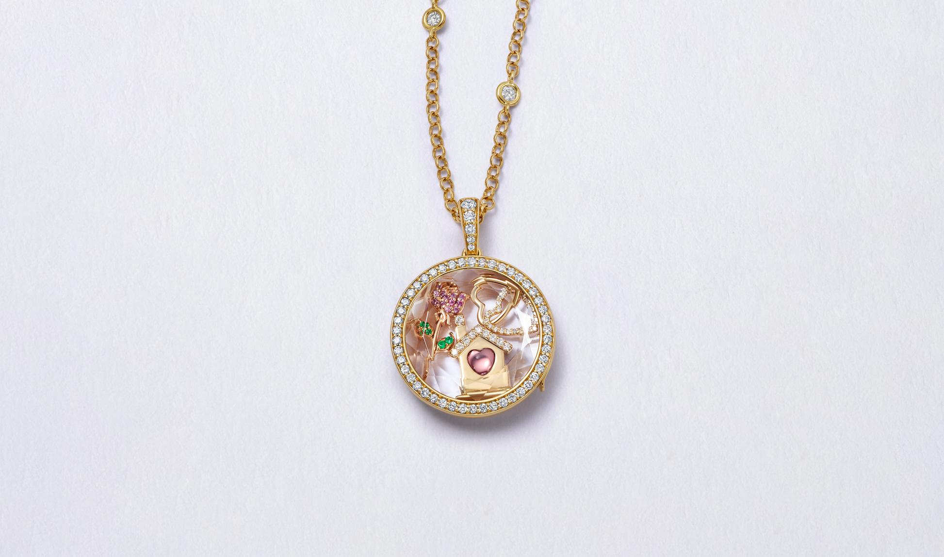 Taş Detaylı Yuvarlak Kolye Başlığı